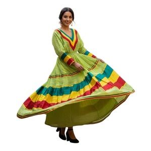 Habesha Kemis Maxi Dress Handmade Multicolor Tibeb Accents Ethnic Cultural